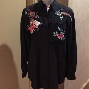 Vintage Baldanza black silk embroidered shirt sz.4